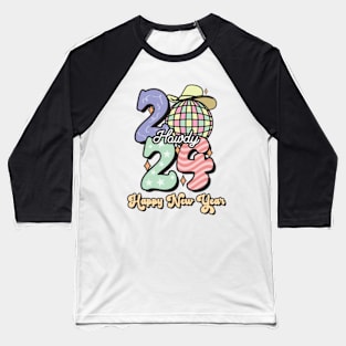 Howdy Happy New Year 2024 Groovy Baseball T-Shirt